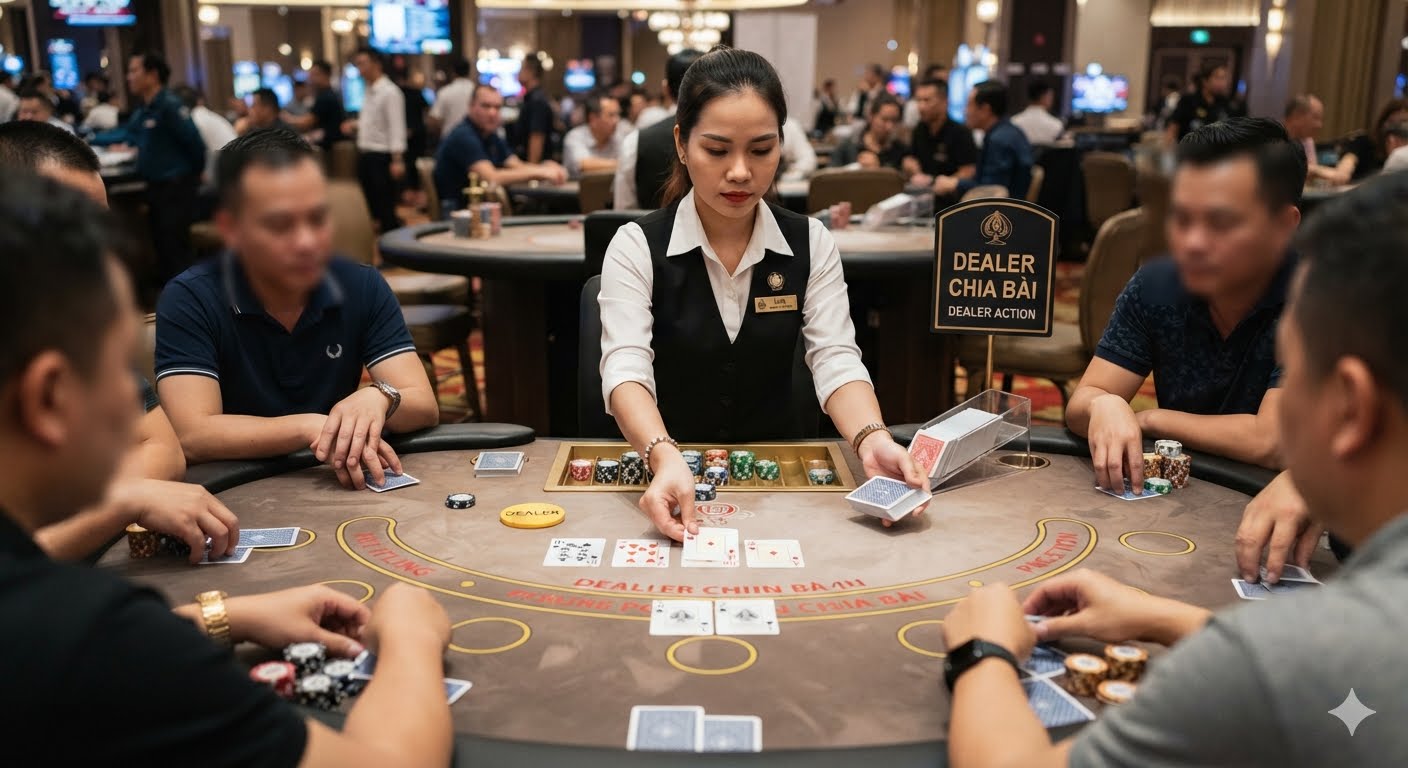 cách dealer chia bài poker